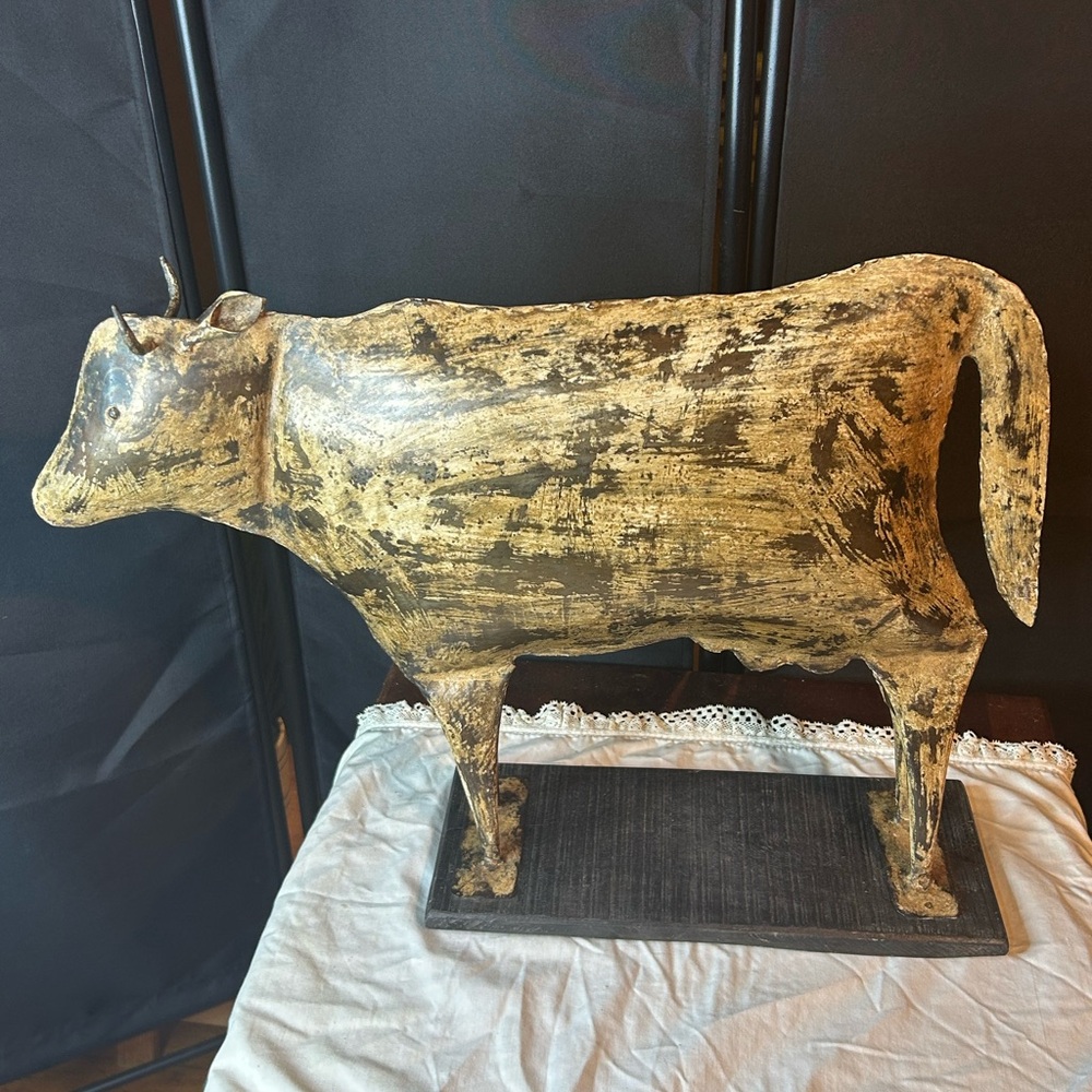 Rustic Gold Cow Sculpture